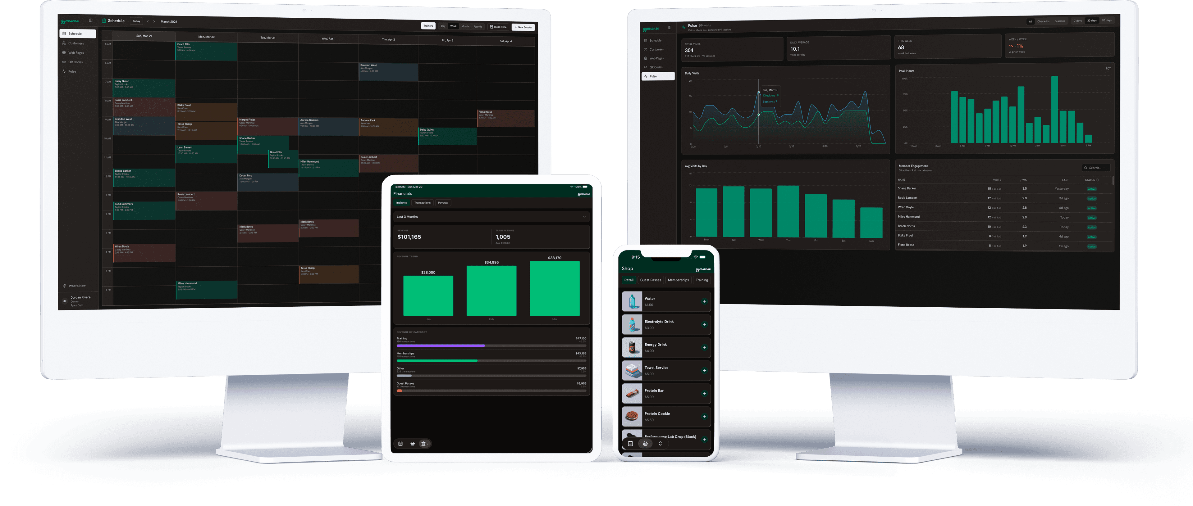 Gymsense across desktop, tablet, and mobile
